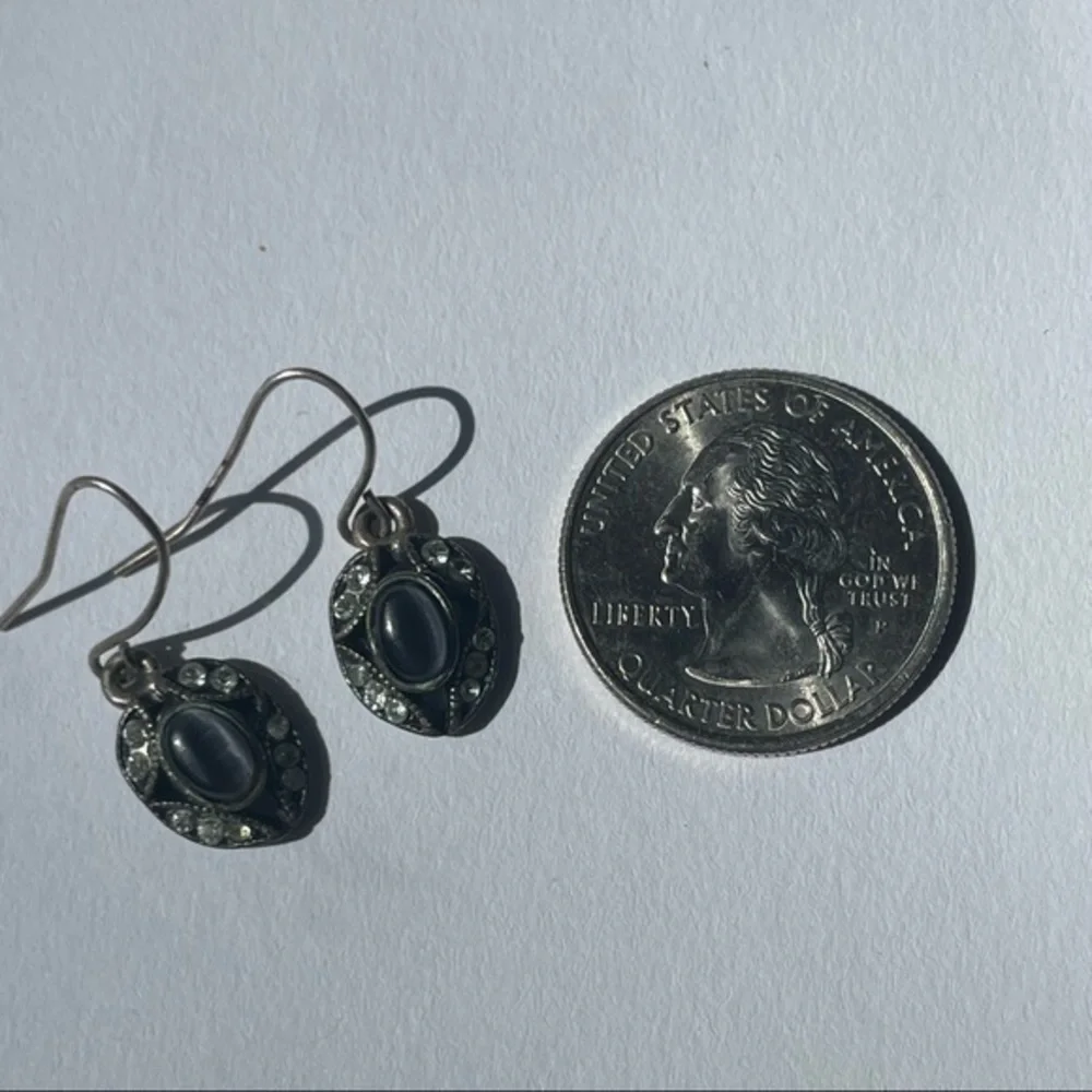 Sterling Silver Grey CZ Tumbled Purple Stone Dainty Earrings - Picture 2 of 5